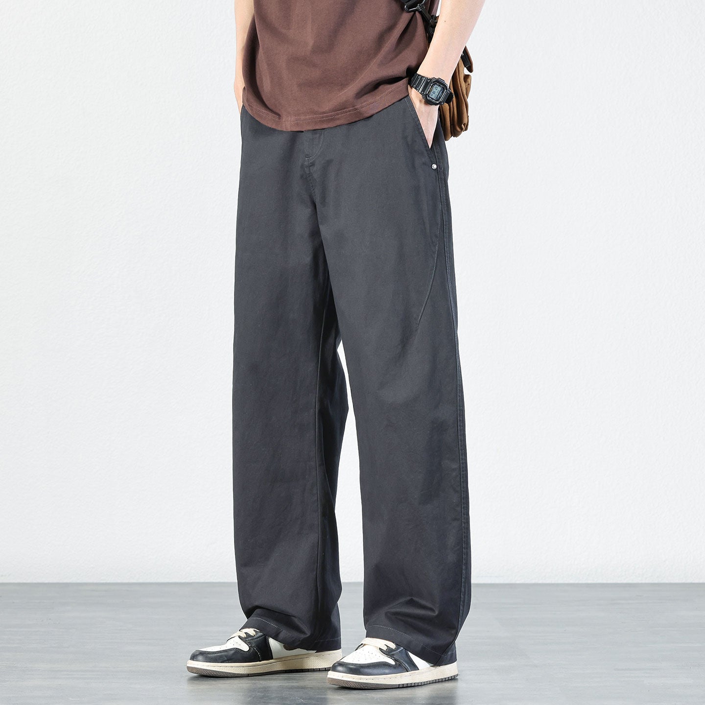Wide-Leg Elastic Casual Pants