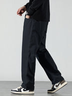Draped Wide-Leg Cotton Pants