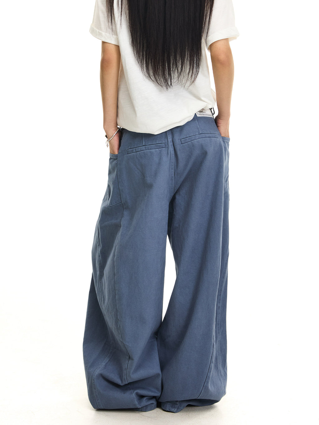 BTSG curved baggy street pants, styled on model