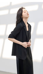 SANCAI cooling three-quarter sleeve blazer for women, front view