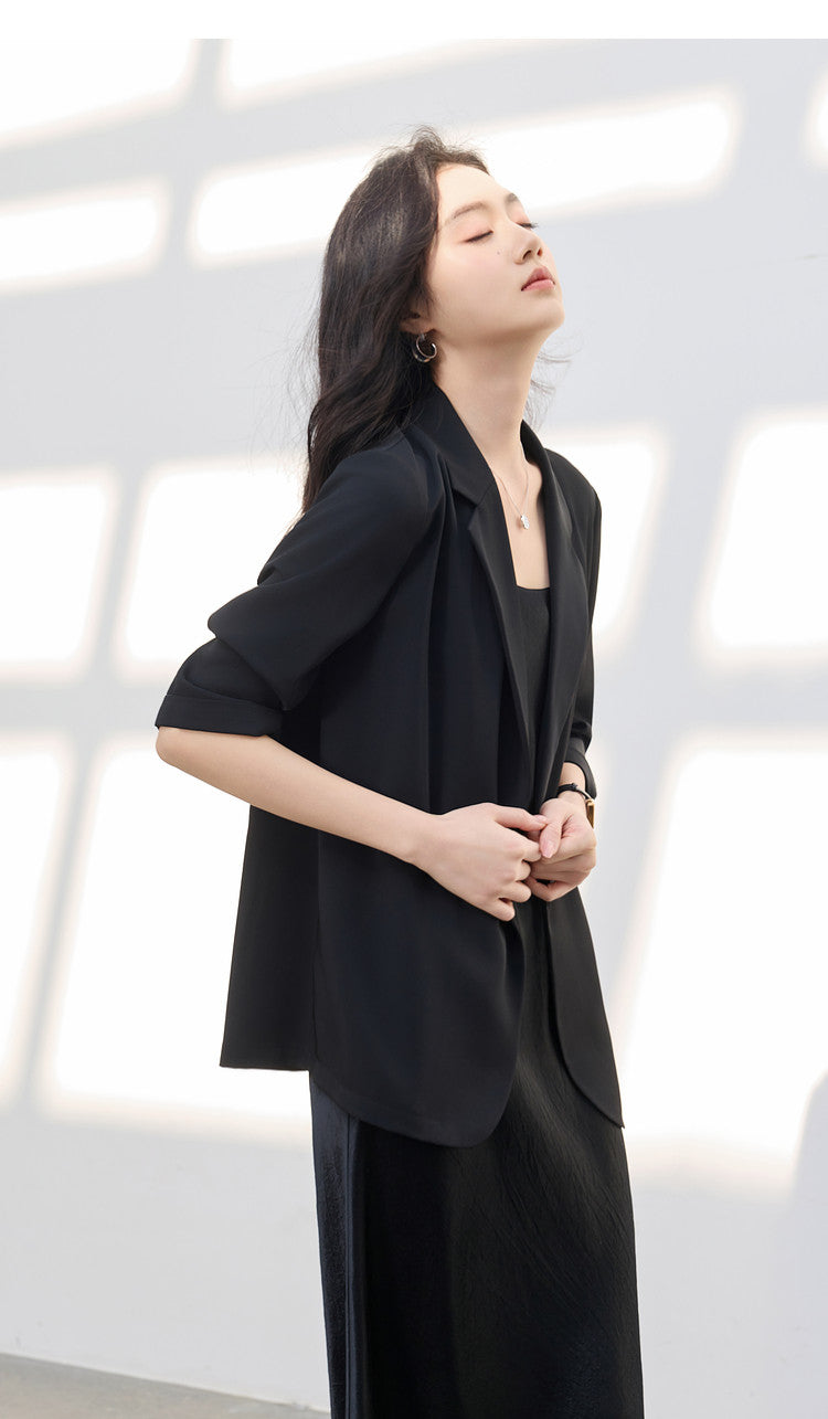SANCAI cooling three-quarter sleeve blazer for women, front view