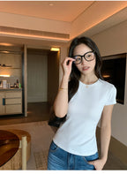 Crew-Neck Knit-Shoulder Tee