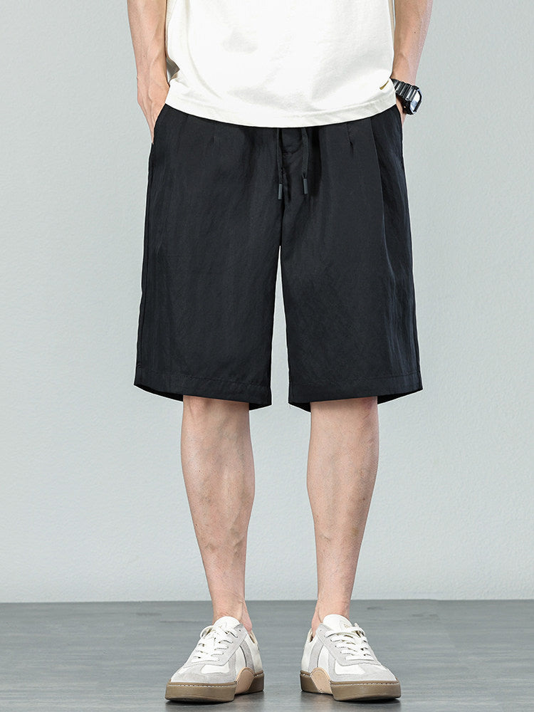 Lyocell Straight-Leg Casual Shorts