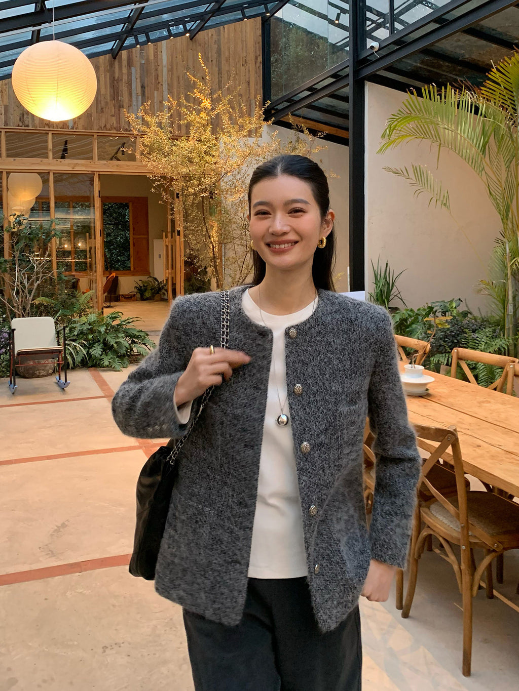 Round-Neck Woollen Jacket