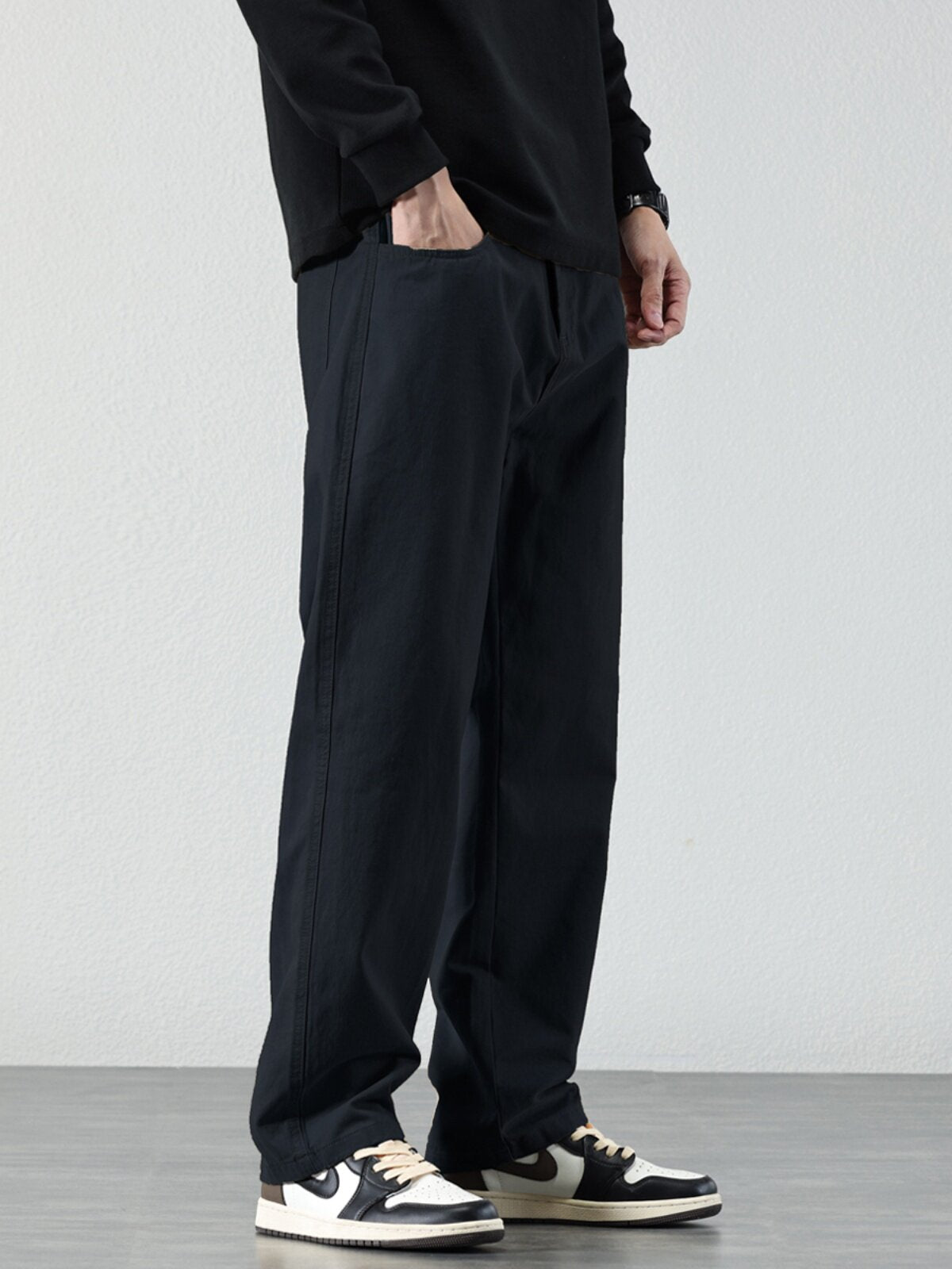 Draped Wide-Leg Cotton Pants