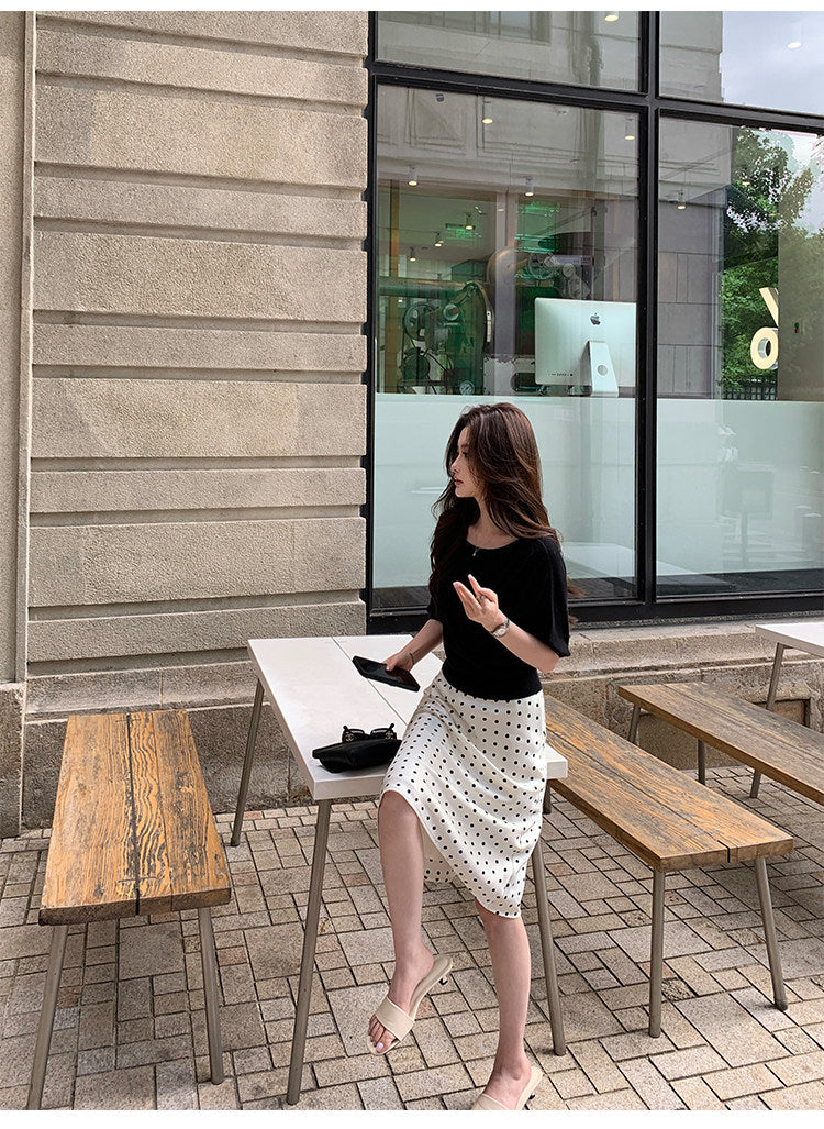 Satin Polka-Dot Mermaid Skirt