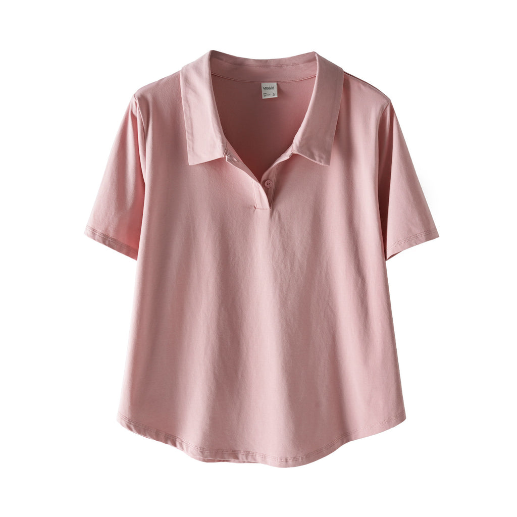 Plus-Size Curved-Hem Cotton Tee