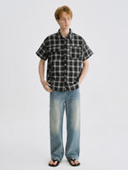 Vintage Plaid Drop-Shoulder Shirt