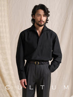 CULTUM cooling modal shirt, half-open collar detail