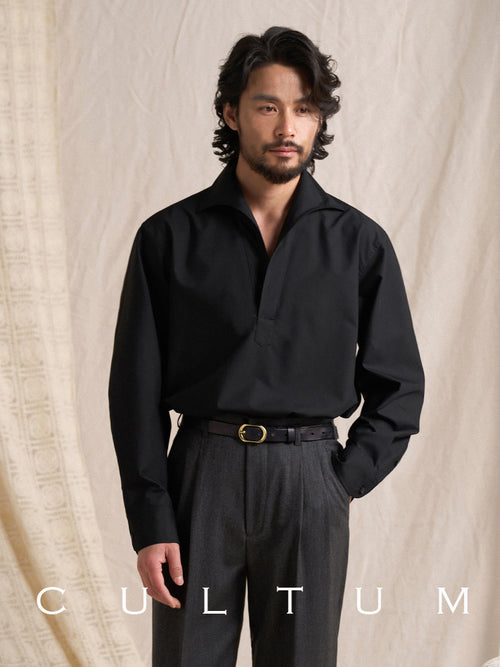CULTUM cooling modal shirt, half-open collar detail