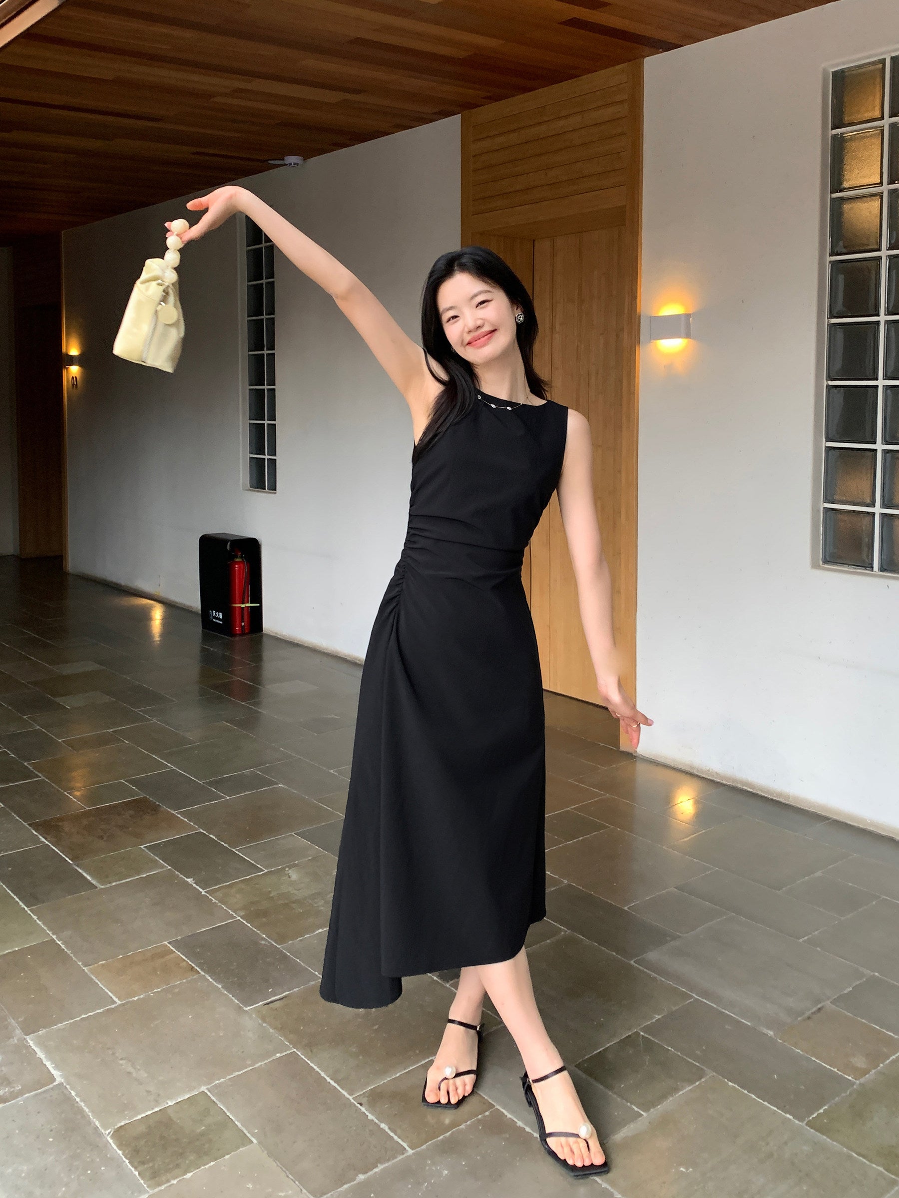 Irregular-Hem Sleeveless Dress