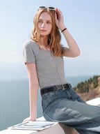 SANCAI short-sleeve slim-fit pullover for women, front view