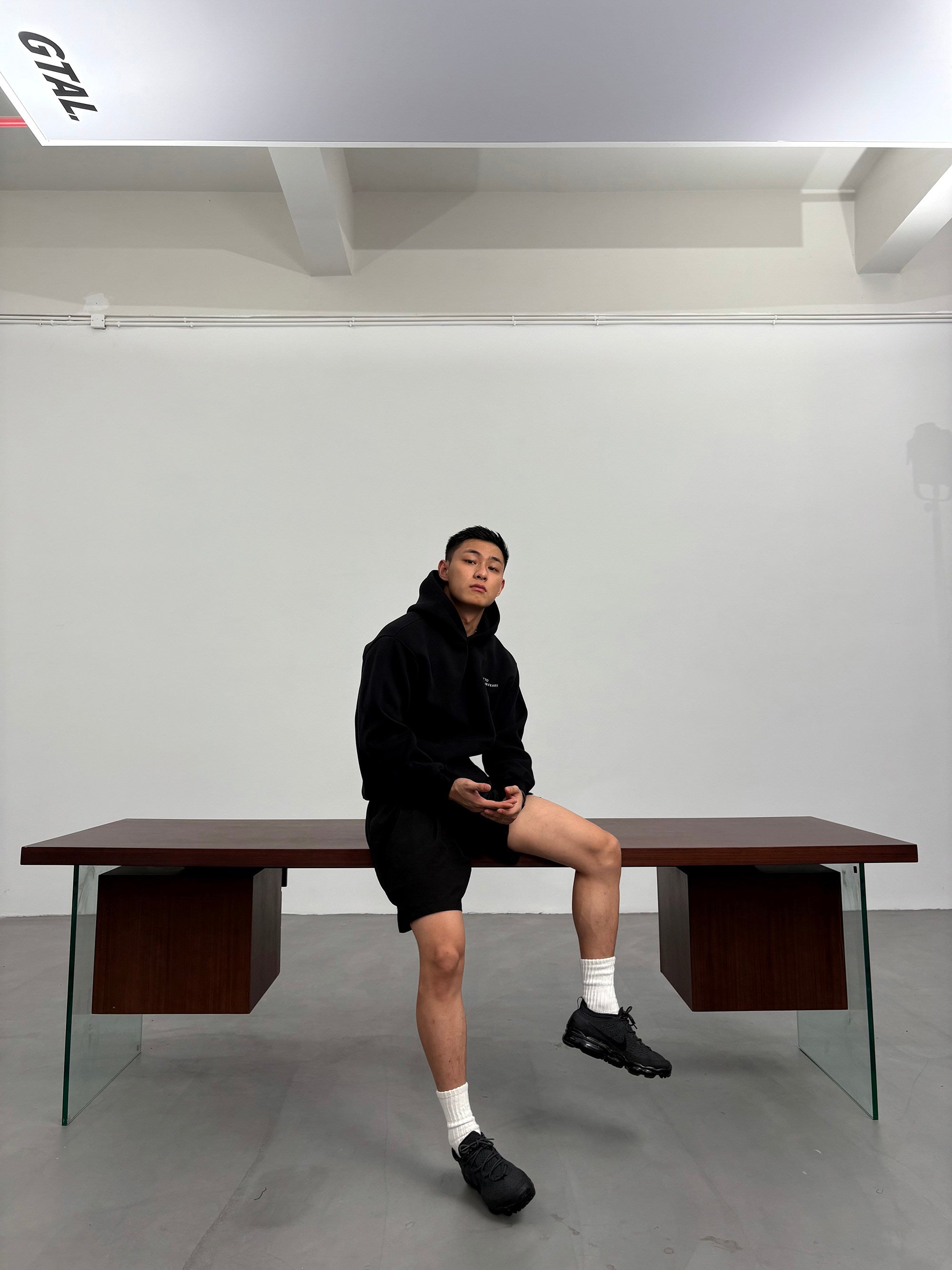 GTAL heavy embroidered hoodie for men in bonded cotton knit