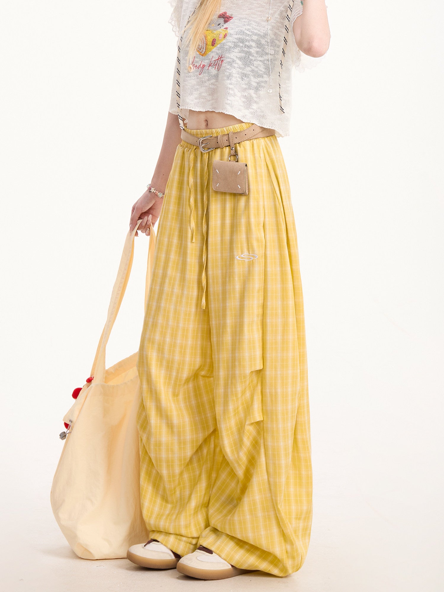 NERESUM flowy wide-leg cargo pants for women, front view