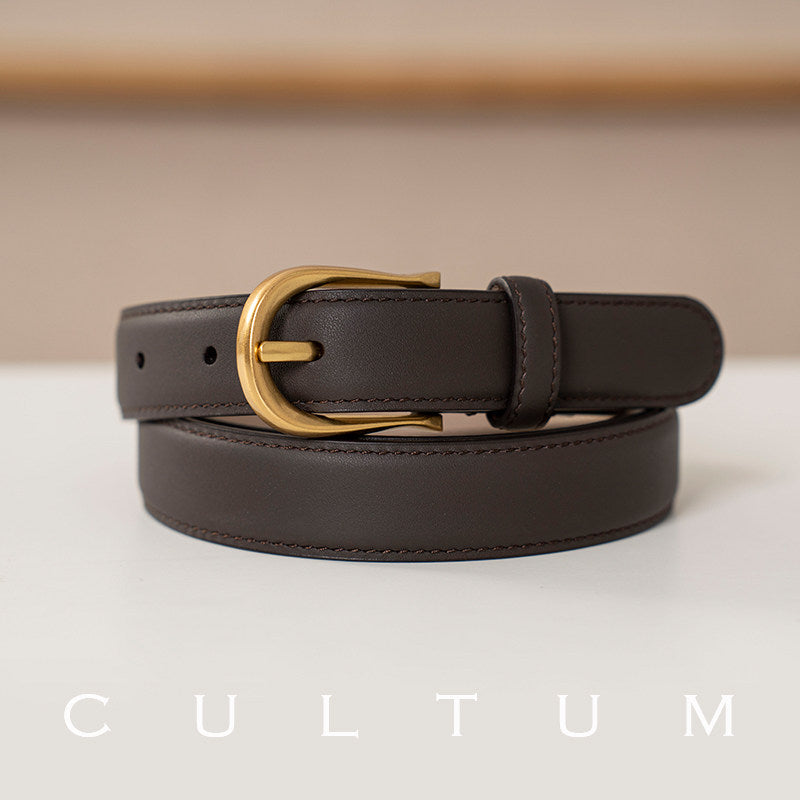 Genuine Leather Pin-Buckle Belt