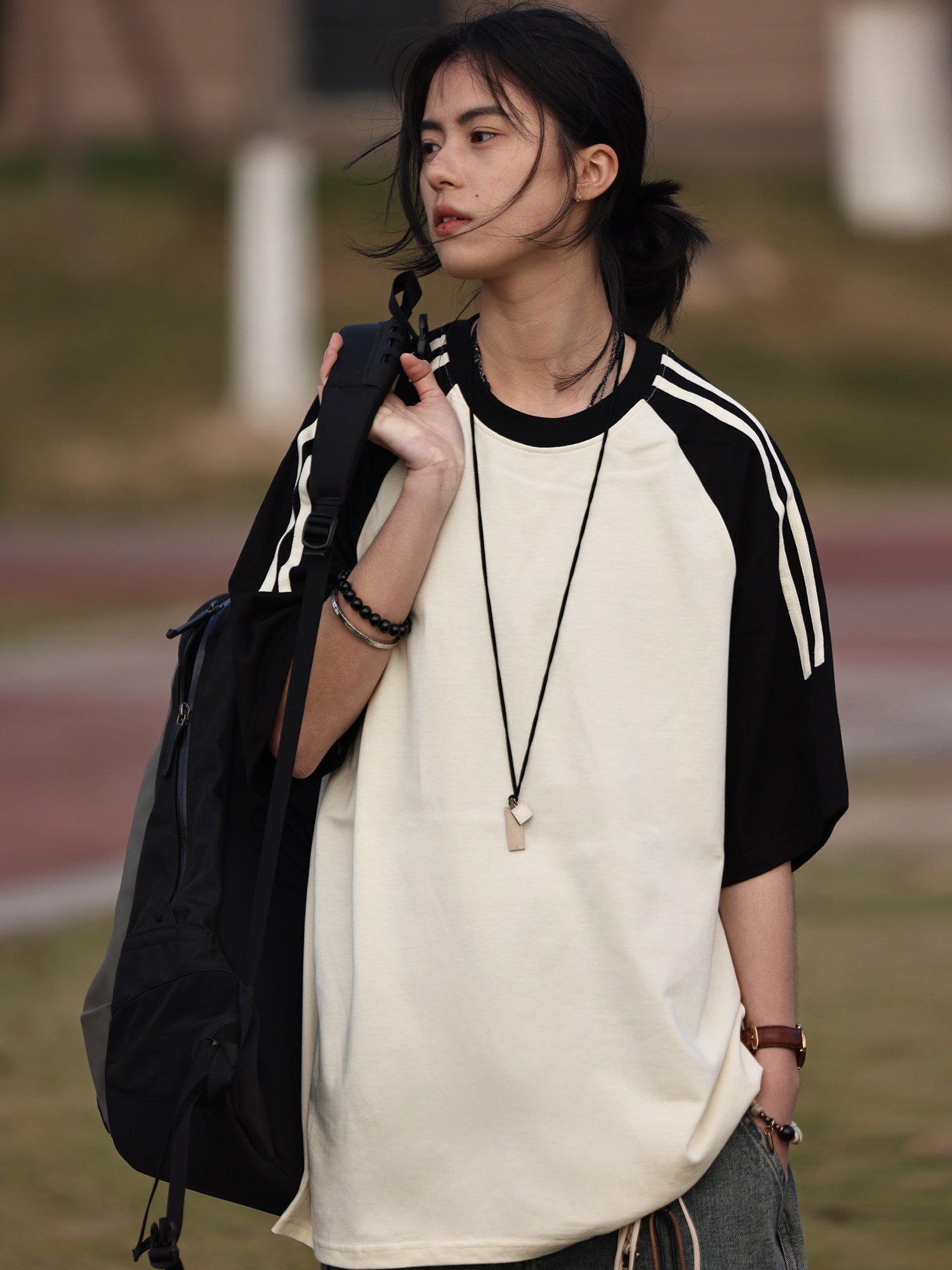 Raglan-Sleeve Colour-Block Tee