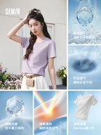 SEMIR U-neck tee, drop shoulder detail