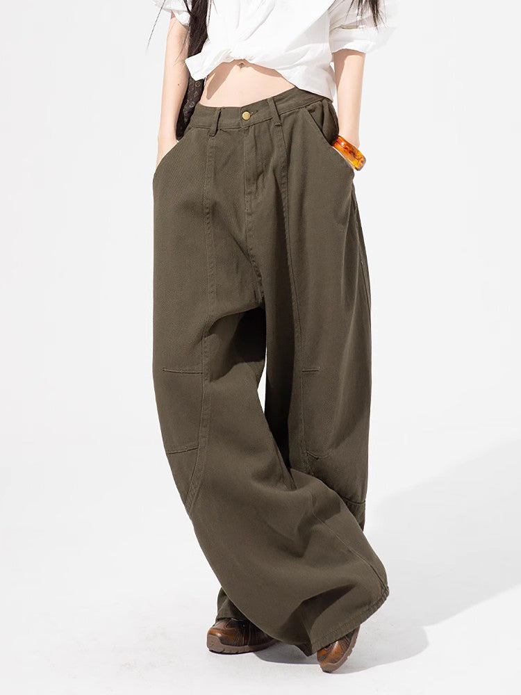 ZAVK curved wide-leg jeans, denim fabric detail
