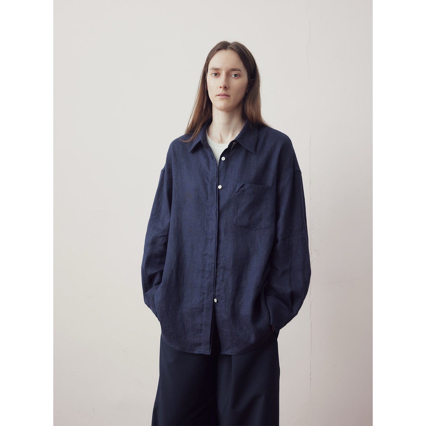Lyocell Linen Drop-Shoulder Shirt