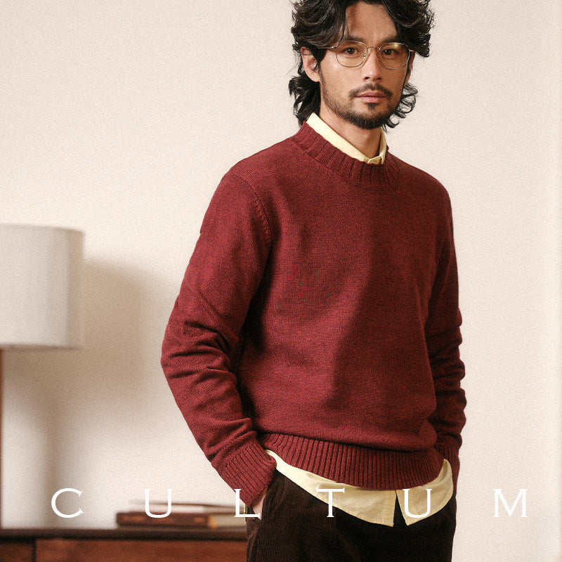 Long-Sleeve Crew Neck Knit Sweater