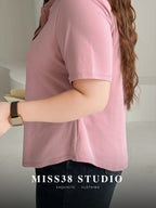 Plus-Size Curved-Hem Cotton Tee
