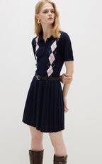 Two-Piece Lapel Pleated Dress