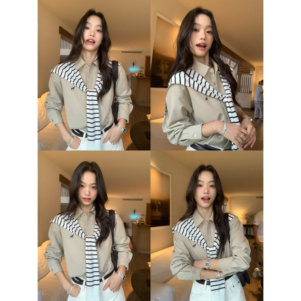 Striped Knit Shawl Vest
