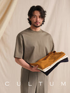 CULTUM high-count cotton crew neck tee, side view