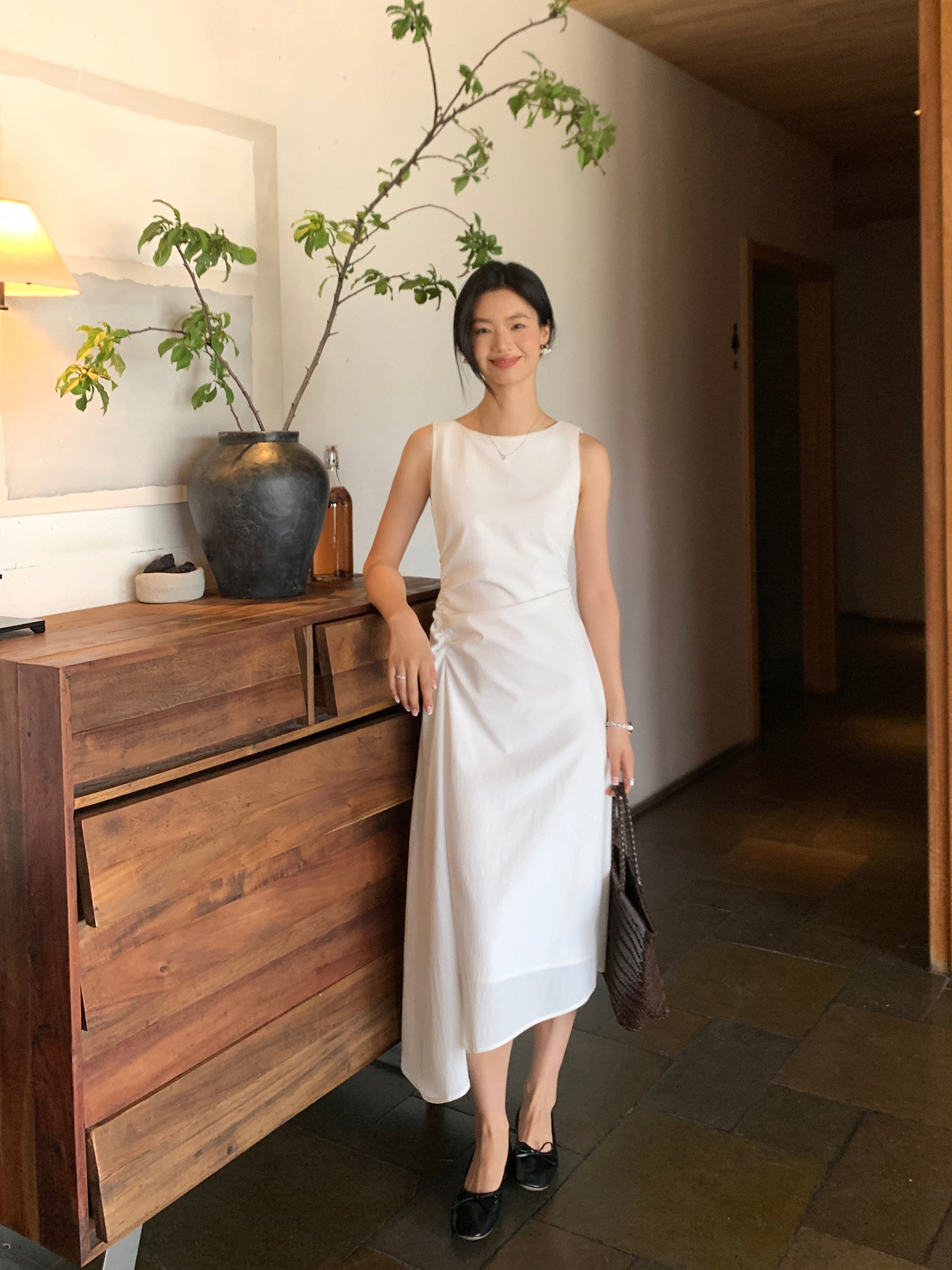 Irregular-Hem Sleeveless Dress