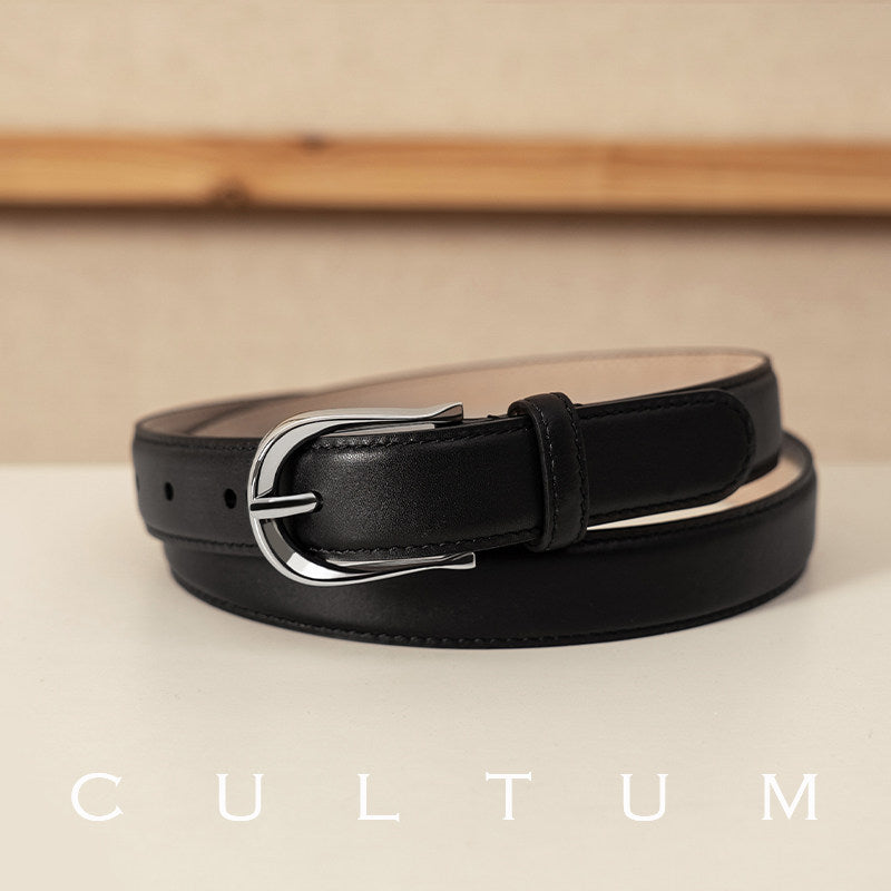 Genuine Leather Pin-Buckle Belt