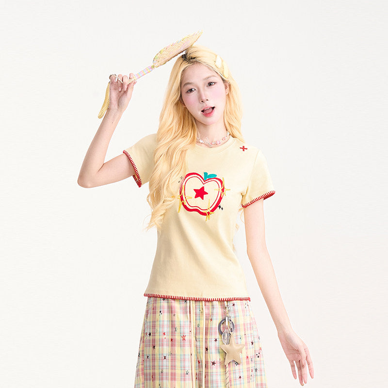 Apple Embroidery Slim Tee