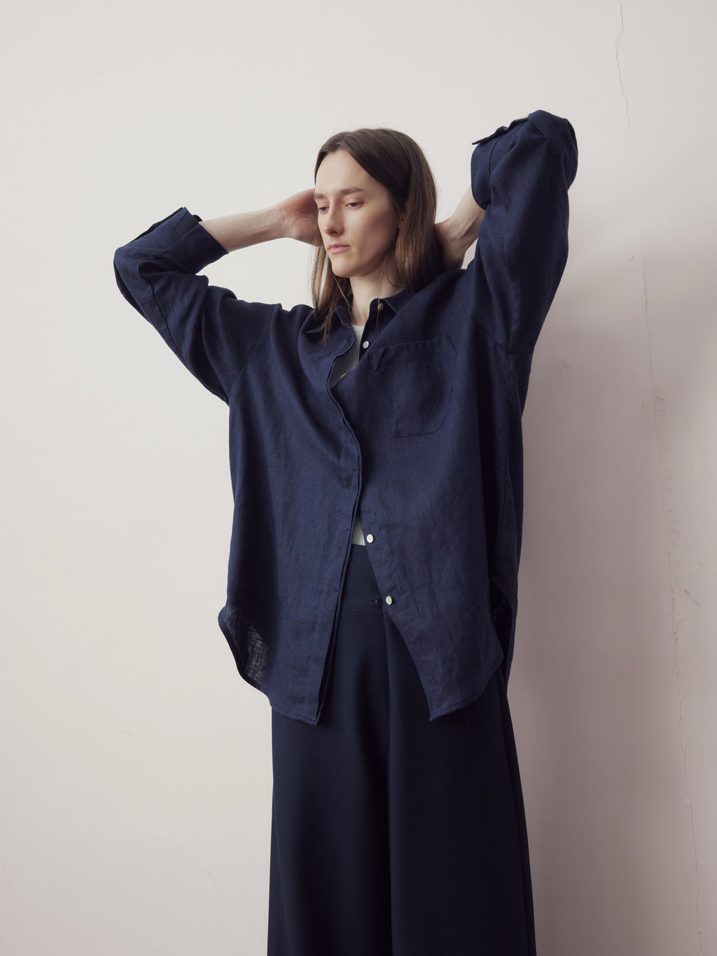 Lyocell Linen Drop-Shoulder Shirt