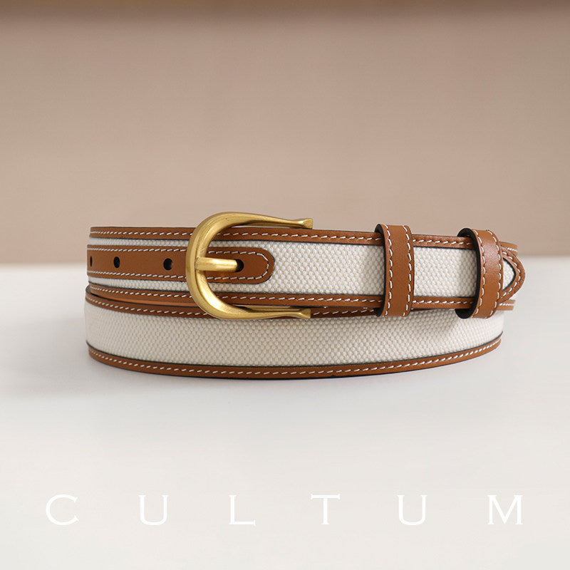 Genuine Leather Pin-Buckle Belt