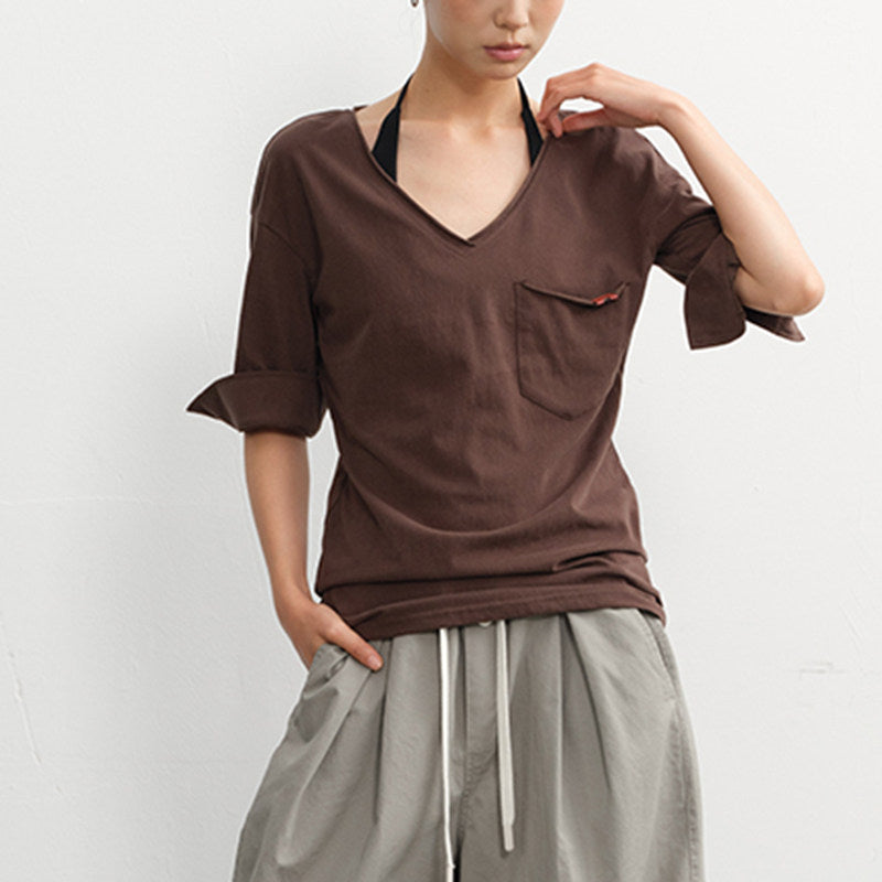 V-Neck Mid-Sleeve Tee