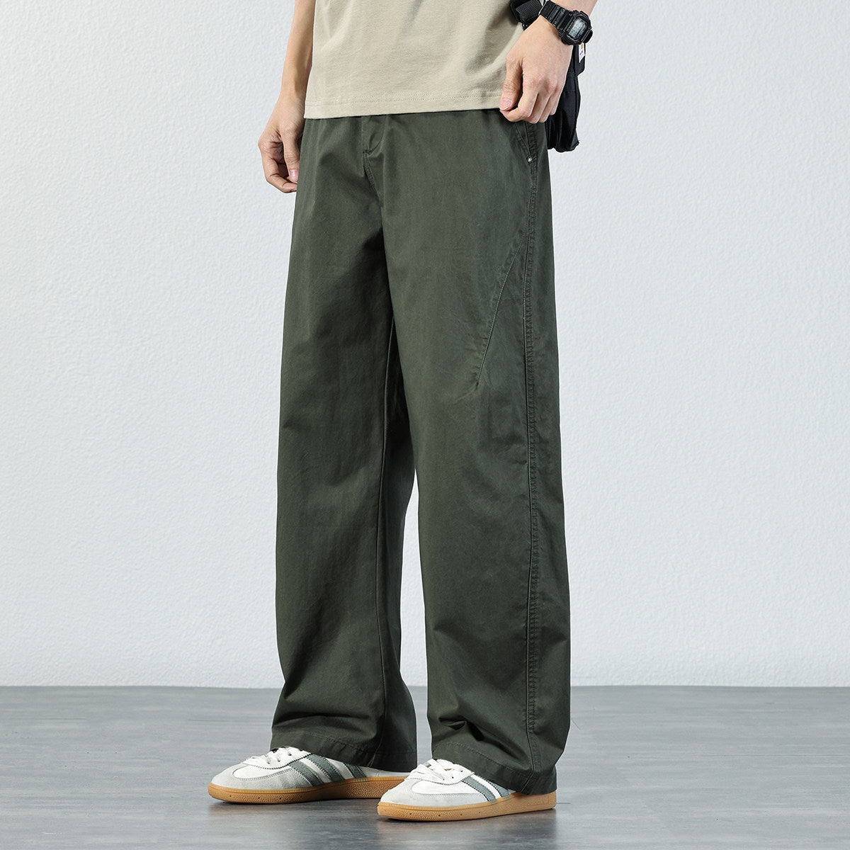Wide-Leg Elastic Casual Pants