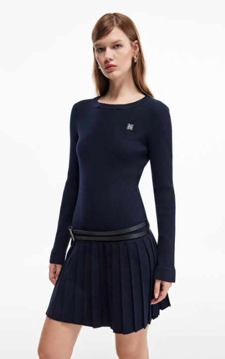 Two-Piece Lapel Pleated Dress