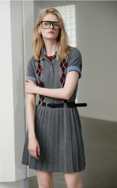 Two-Piece Lapel Pleated Dress